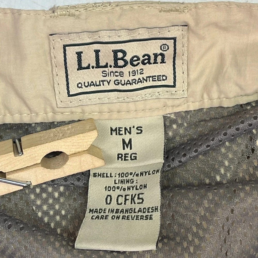 LL Bean Mens Khaki Tan Convertible Zip Off Cargo Hiking Pants Outdoor Size 35 - Picture 10 of 14